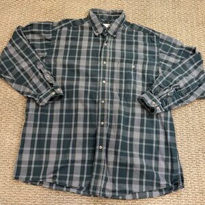 Wrangler Rugged Wear Teal and White Plaid Shirt